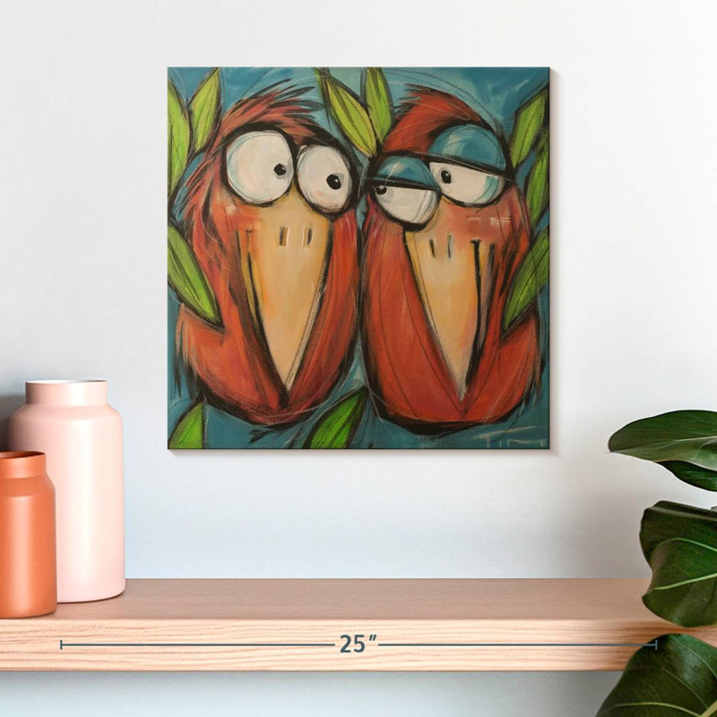 Brampt flirter des oiseaux amoureux, H 16 po x l 16 po