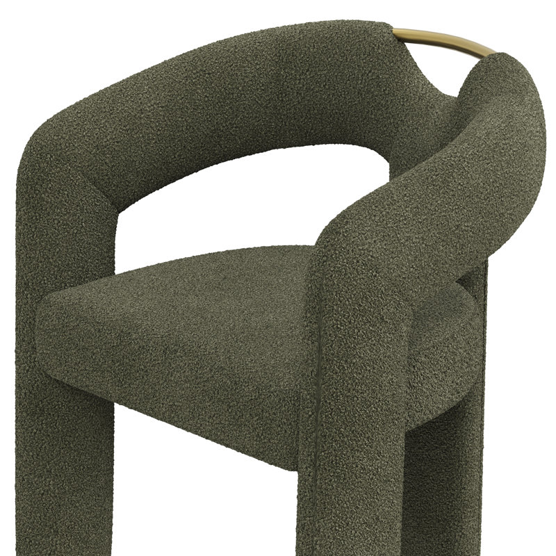 Modern Boucle Upholstered Armchair, Green