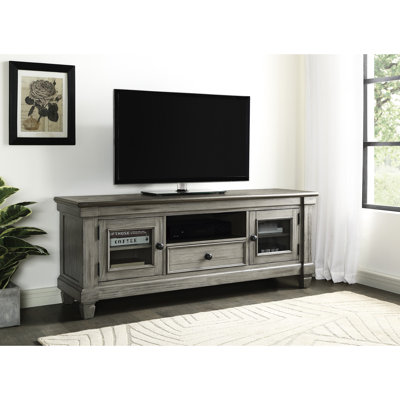 Meuble télé avec armoires de rangement et tiroir, bois en café et gris antique. Pour les téléviseurs de 50 à 59 pouces, les tiroirs de rangement pour le salon et les meubles. Finition grise à 2 tons pour -