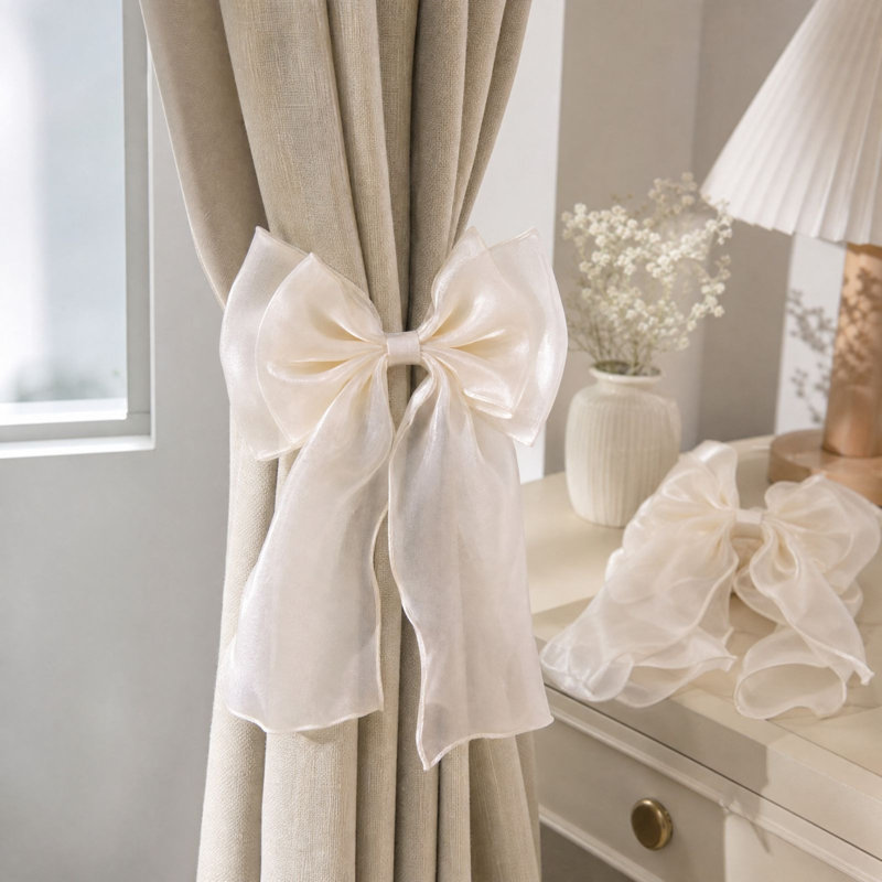 Embrasses de rideaux décoratives en forme de nœud pour la décoration intérieure, idéales pour Noël, Beige