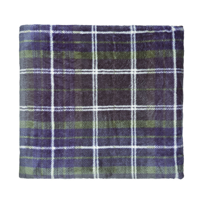 Brushed Tartan Check Throw, Navy