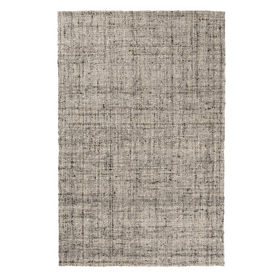 Tapis d'intérieur néo-zélandais en laine tissé à la main gris / ivoire Alana, 9 pi x 12 pi
