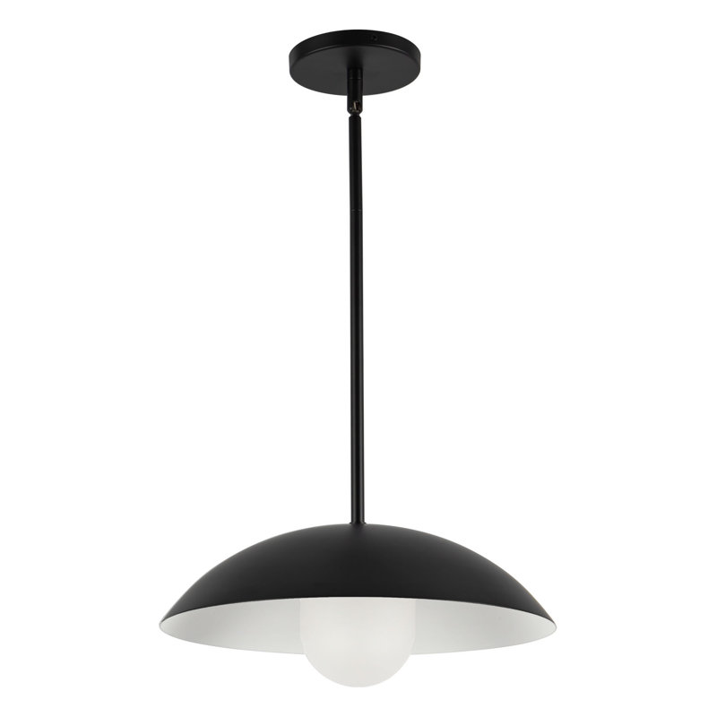 Umbra 14-in Black Pendant, Matte Black/White