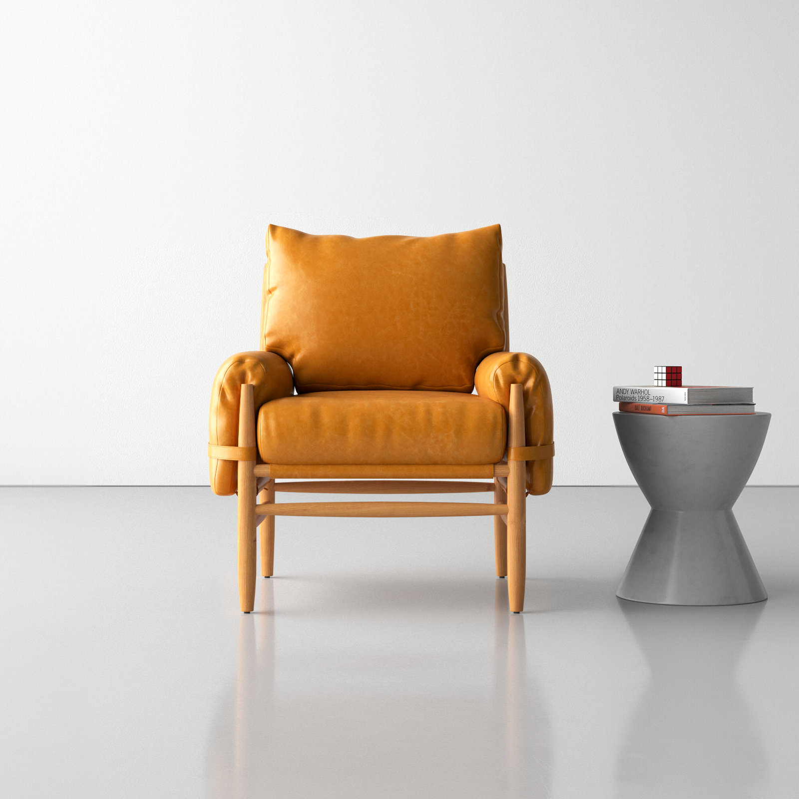 Marla Vegan Leather Armchair, Caramel Genuine Leather