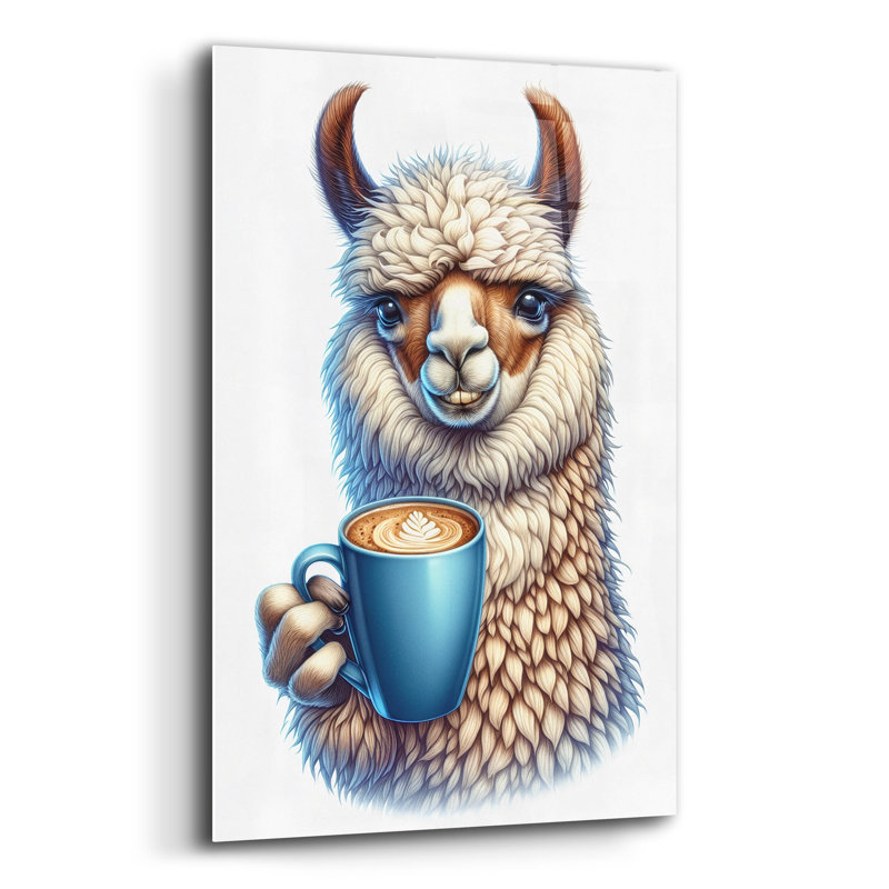  «Llama Morning» par Rey Klimt, art mural en verre acrylique, 12 po x 16 po