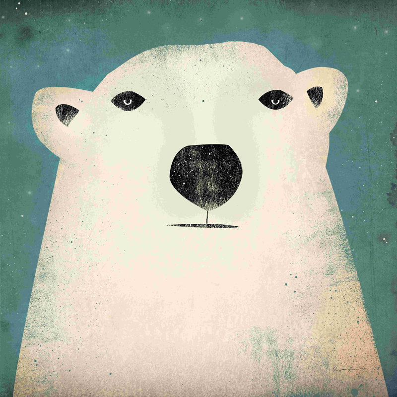 Ours polaire par Ryan Fowler - reproduction sur toile tendue, L 12 po x H 12 po