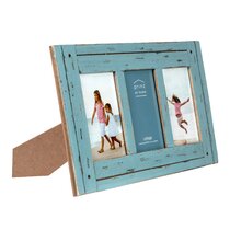 Young's Wood Triple 4X6 Picture Frame w/Shell Tiles, 2 pcs/set