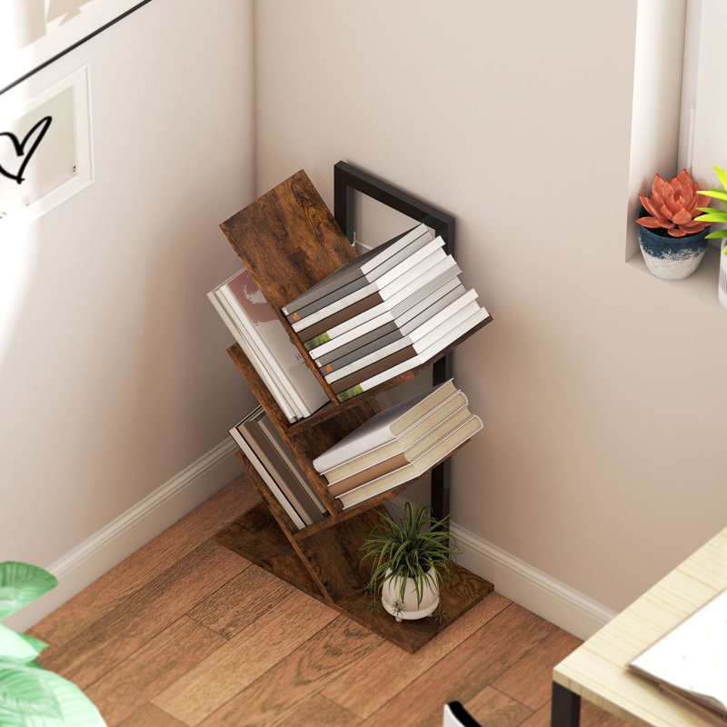 Modern Vertical Steel Bookcase, (5 Shelves) 82cmH x 50cmW x 24cmD