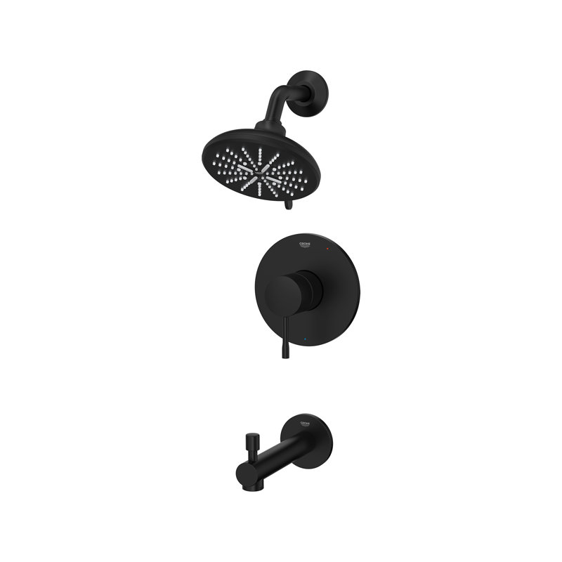Essence Tub & Shower Faucet with Rough-in Valve, Matte Black