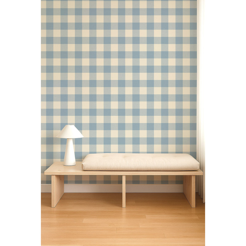 Central Check, Blue/White