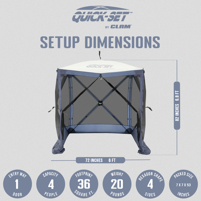 CLAM Quick Set Traveler 6 x 6 Ft Canopy + Clam Quick Set Screen, Blue (3 Pack), Blue