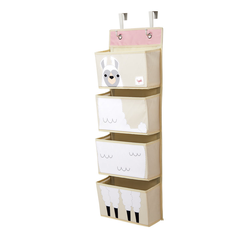Llama Beige and White Hanging Wall Organizer with Hooks