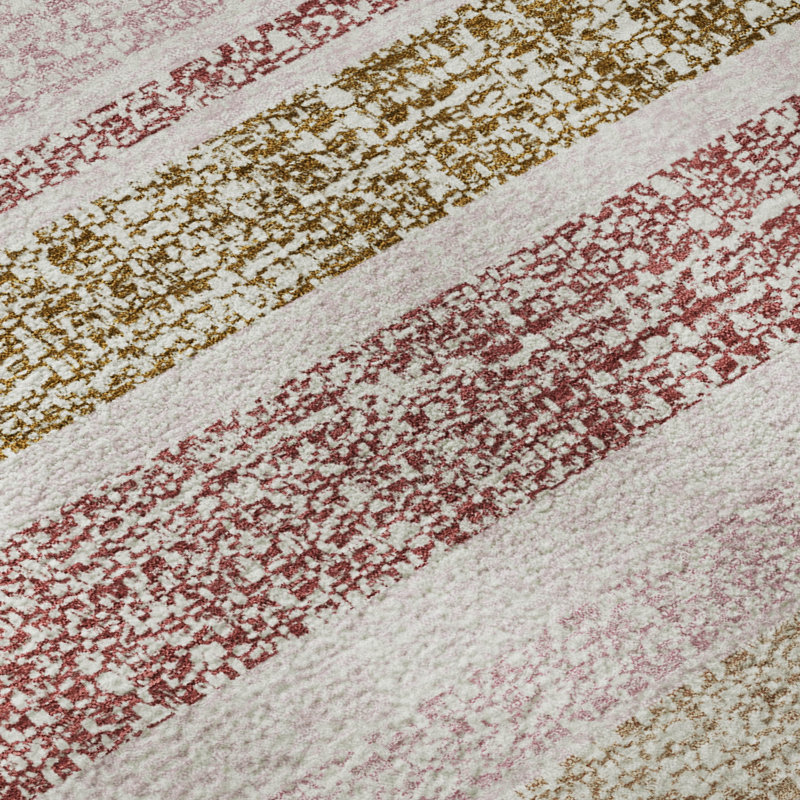 Premium Machine Washable Mayfield AMF2122 Striped Rug, 1'8" x 2'6", Pink