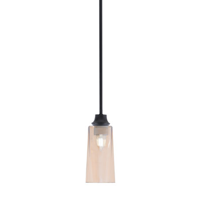 Stoneridge Hung Pendant Shown In Matte Black Finish With 5" W x 9.75" H White Opal Glass