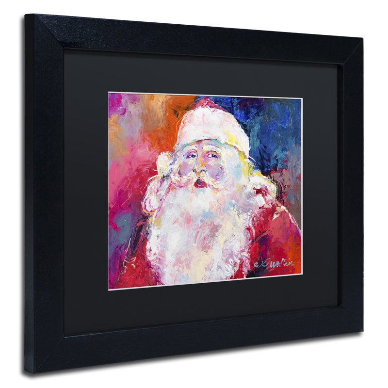 « père noël », impression sur toile, H 11 po x l 14 po x P 0,5 po, Noir, Cadre noir