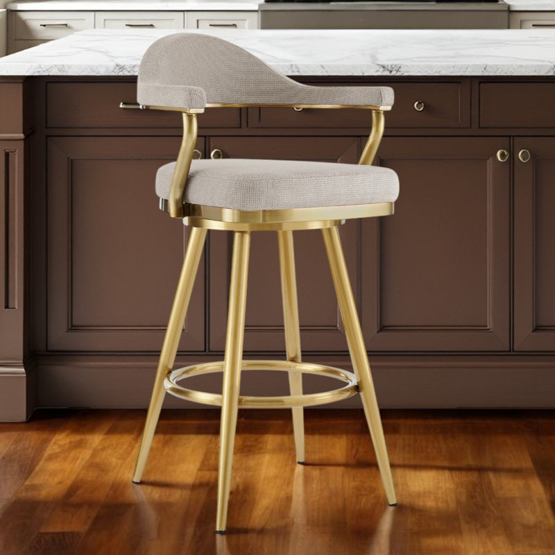 Tabouret de bar Dinora, Tabouret de comptoir (siège d'une hauteur de 26 p, Taupe