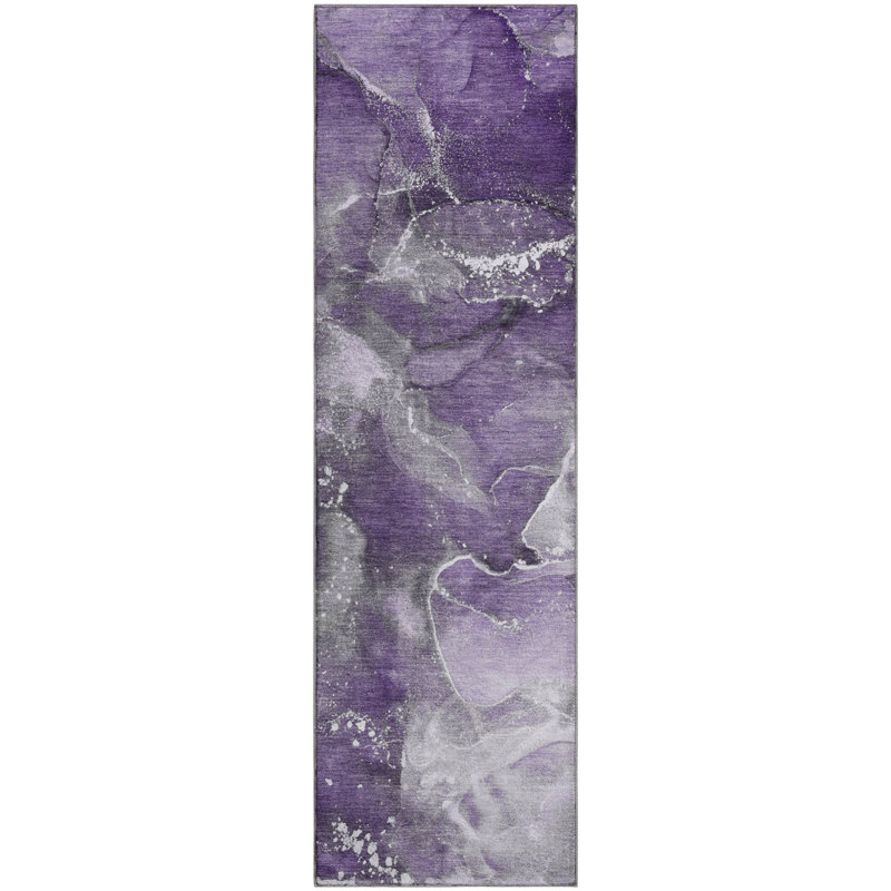 Premium Machine Washable Cerrito AMF518 Purple Rug, Runner 2'3" x 7'6"