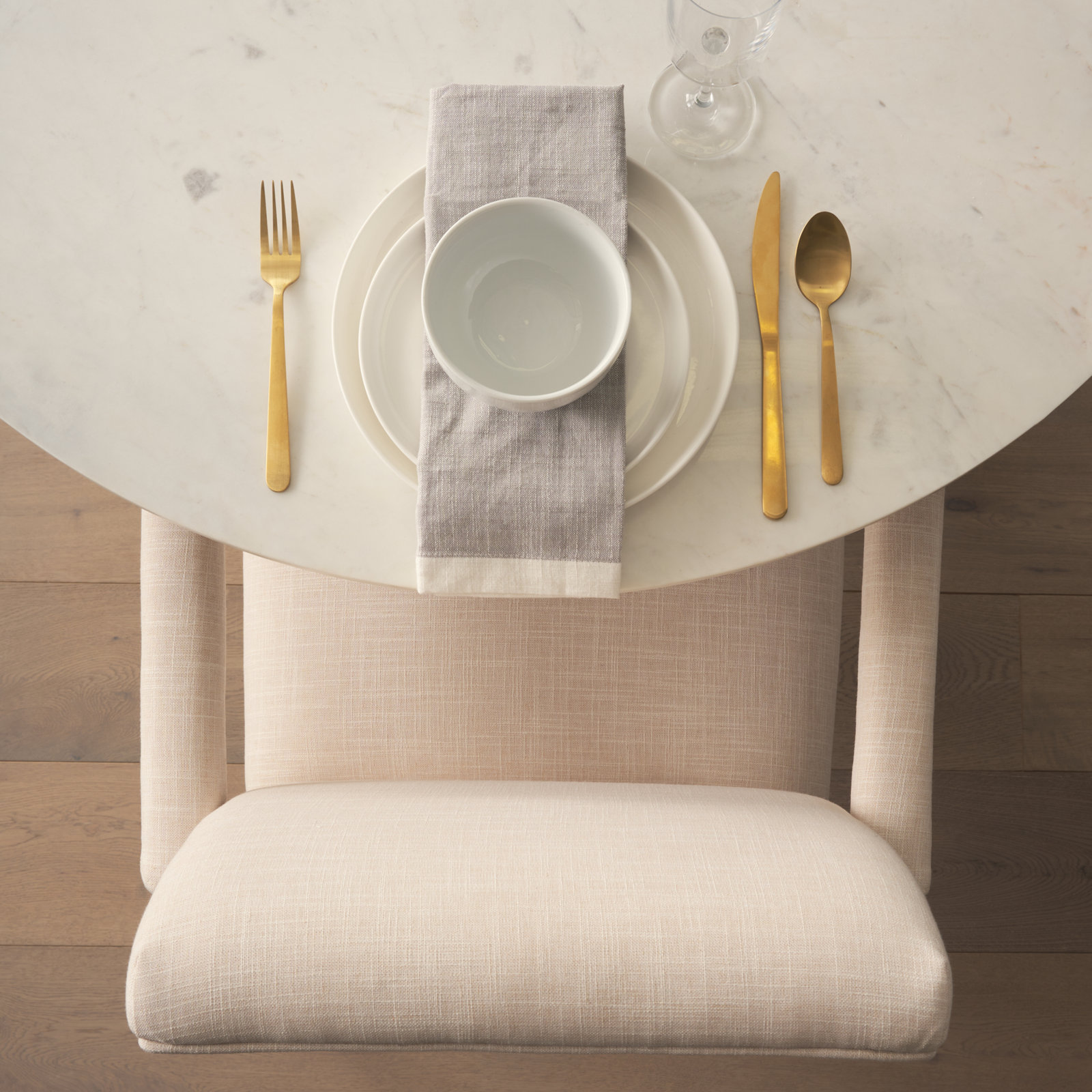 Visalia Linen Dining Chair, Cream
