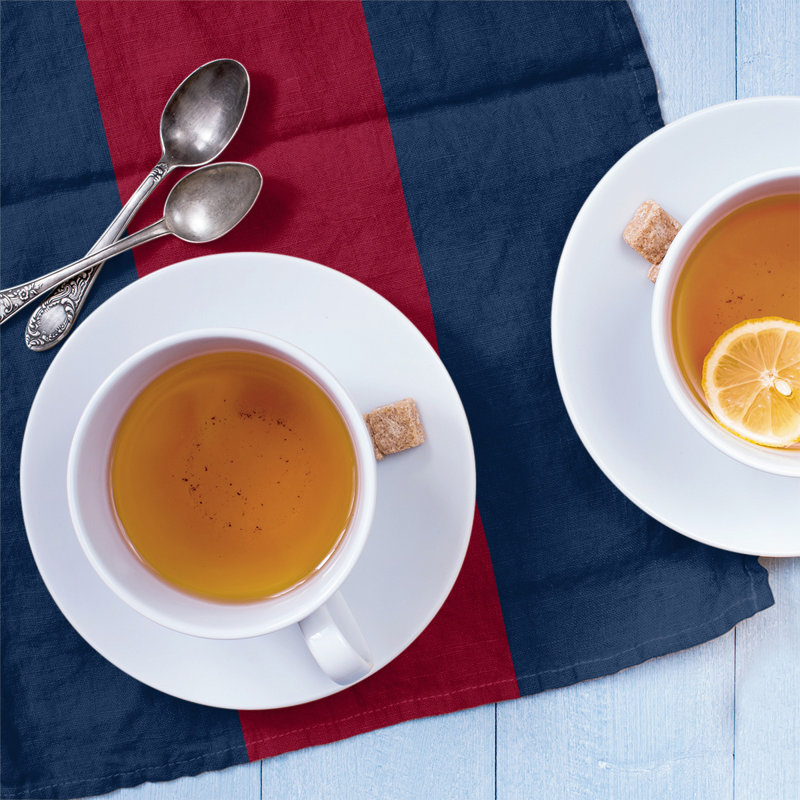 Anaheim Stripe Tea Towel Kitchen Towel, Cotton Twill, Polar Night Blue/Red/Polar Night Blue