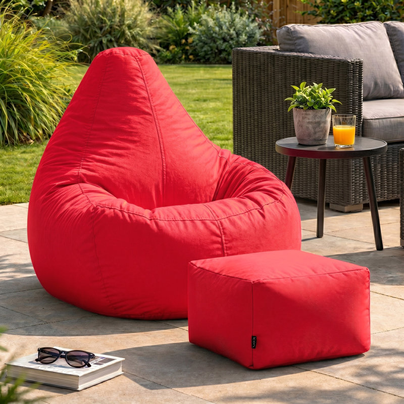 icon Recliner Bean Bag Chair & Pouffe, Red