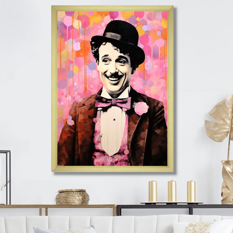«Chocolate Chaplin III - Celebrity», reproduction sur toile_105726, H 20 po x l 12 po x P 1 po, Encadrement doré