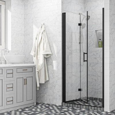 30" W x 72" H Frameless Folding  Shower Door Bi-Fold Bathroom Glass Door