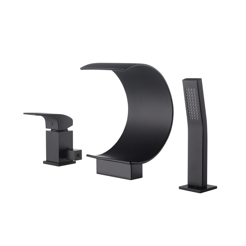 Robinet de baignoire romaine monocommande à fixation sur le comptoir, Noir mat