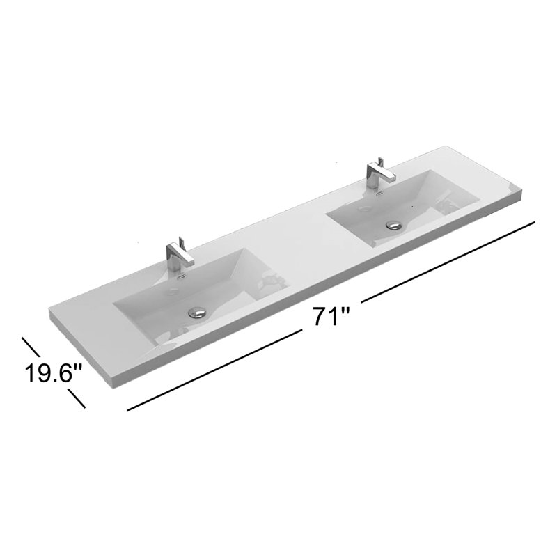 Alma 71" integrated Bathroom Sink with overflow