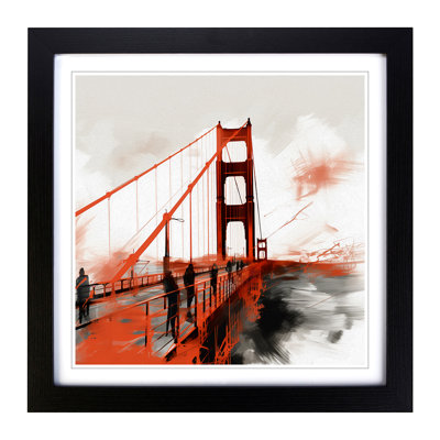 Golden Gate Bridge Gestural - Framed Print