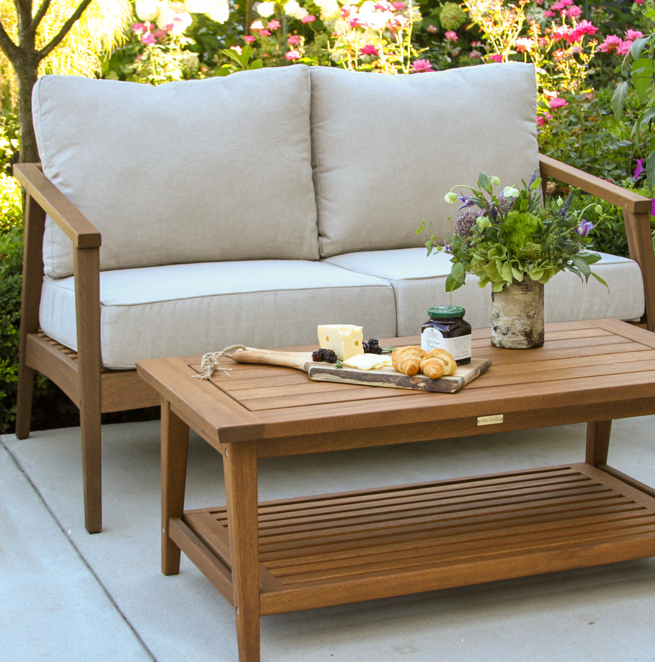 Akiva Eucalyptus 6 - Person Patio Conversation Set with Cushions