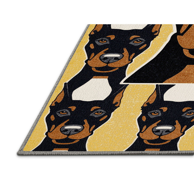  Tapis lavable Doberman Pinscher, Rectangle 6 pi x 9 pi