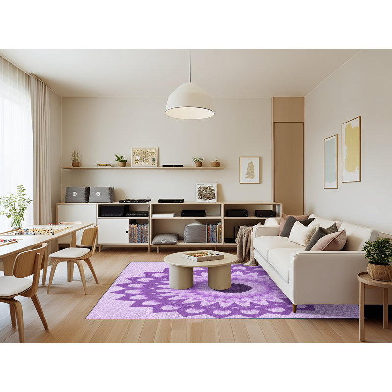Tapis mauve tissé à la machine, Rectangle 7 pi x 9 pi