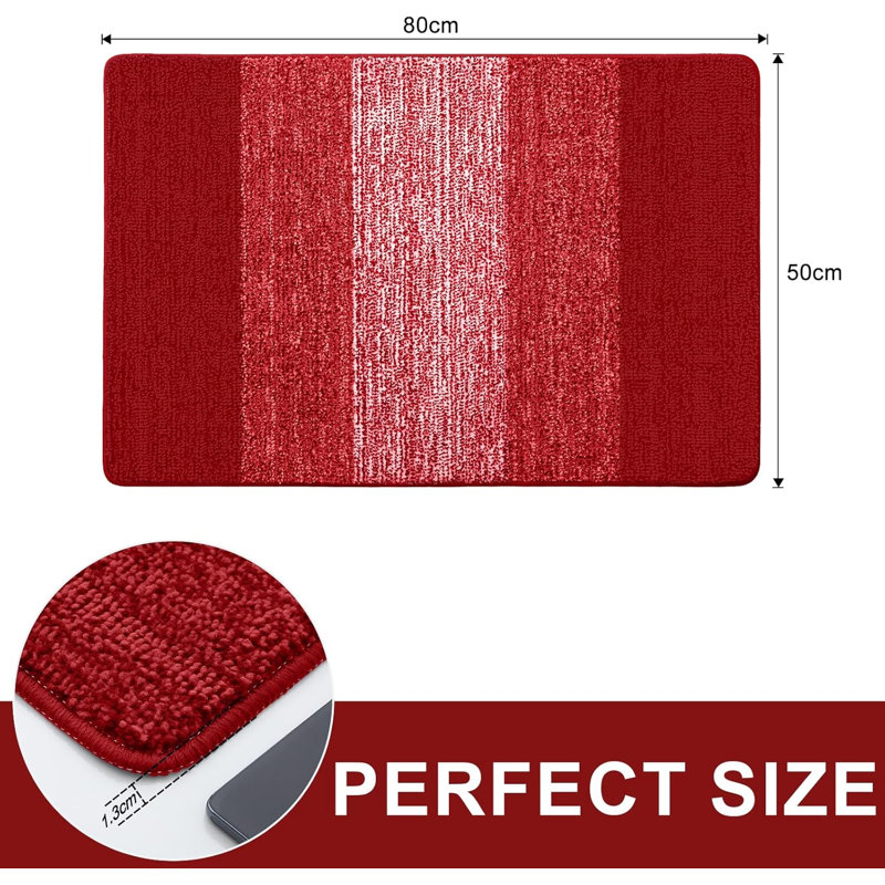 Door Mats Indoor, Machine Washable Soft Doormats, Red, 50 cm W x 80 cm L