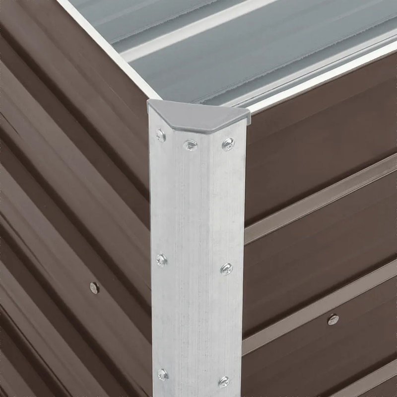 Raised garden bed in galvanized steel, Brown, 45cm H x 240cm W x 40cm D