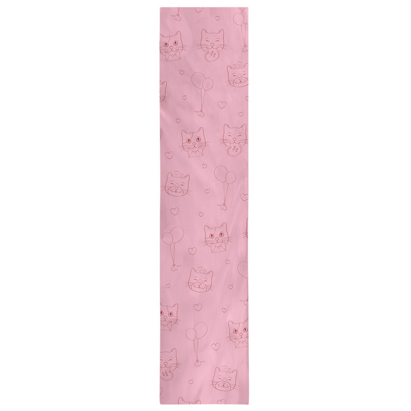 Festive Hol Valentine's Day Cats Table Runner, 72" L x 16" W, Light Pink/Red, Polyester