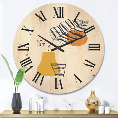 Horloge murale Botanical Minimalist Leaf