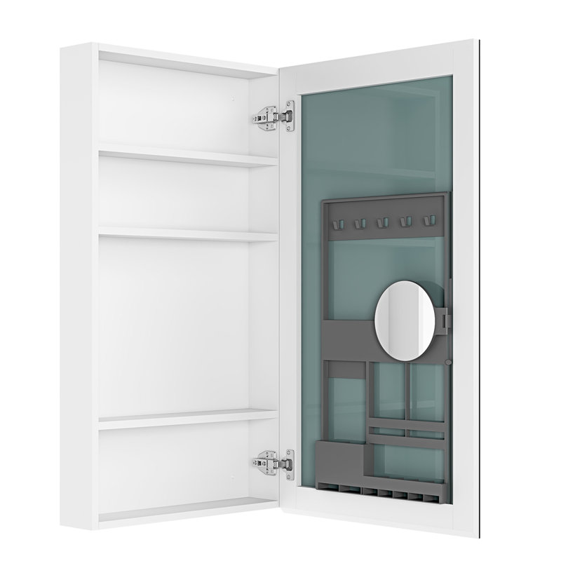 Armoire de salle de bain avec miroir biseauté - rangement blanc spacieux