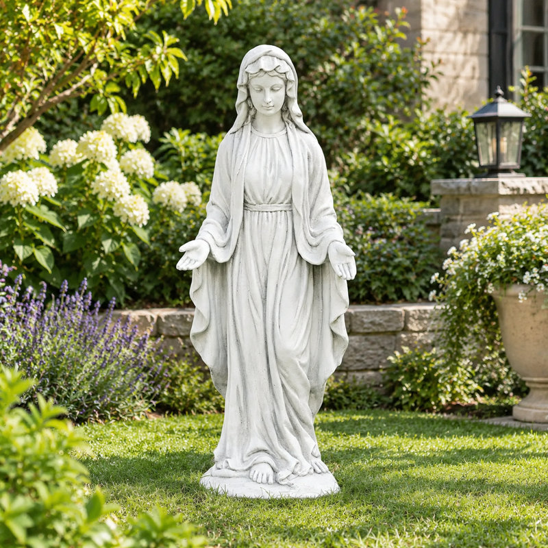 Statue de jardin religieuse et spirituelle extérieure de la Vierge Marie