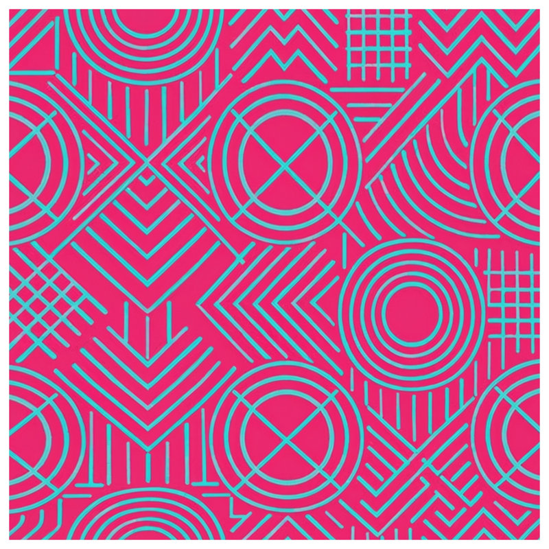 Couvertures roses et bleues avec cercles géométriques, 60in W x 80in H