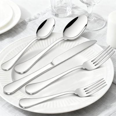 60-Piece Stainless Steel Silverware Set For 12, 18/10 Flatware Cutlery Set With Mirror Polish, Dishwasher Safe Modern Tableware For Home Restaurant Wedding