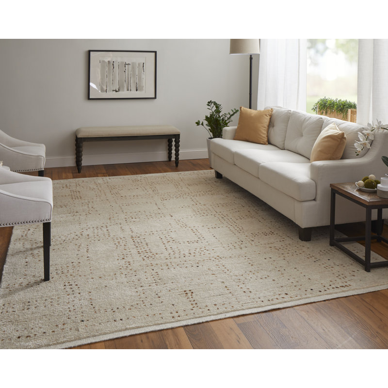 Truxel Modern Polka Dots, Tan/Brown Area Rug, Rectangle 8' x 10'