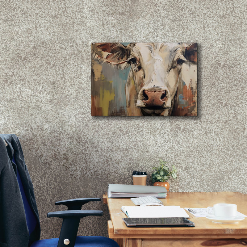 «The Cow No 1» par Andreas Magnusson, art mural sur toile, 26 po x 18 po