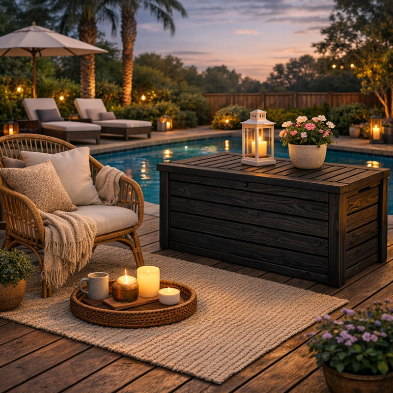 150 Gallon Large Resin Outdoor Deck Box with Lockable Lid for Garden, Pool, and Patio, Dark Grey