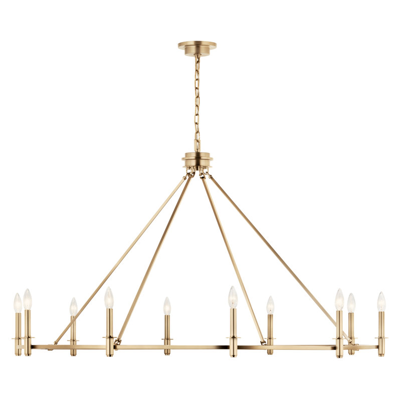  Lustre en acier à intensité variable, H 31 po x l 54,25 po x P 54,25 po, Bronze, 10