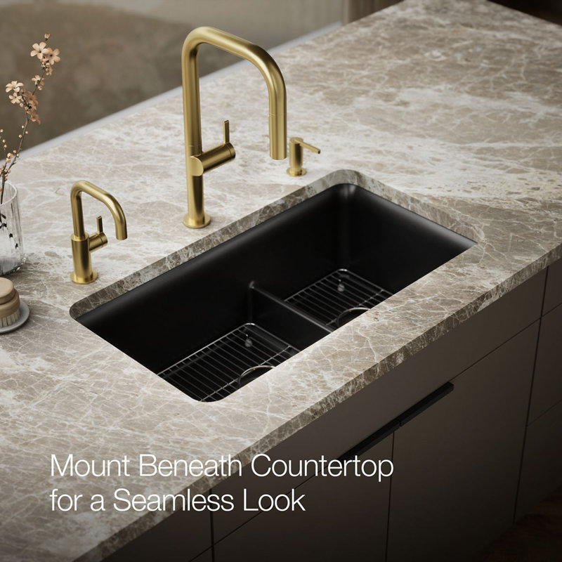Cairn Smart Divide 33-1/2" Undermount Kitchen Sink, Black