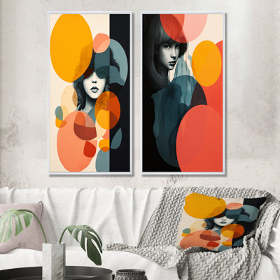 «Woman Portait Collage Fusion Forms I - Abstract Collages», ensemble d'art mural sur toile