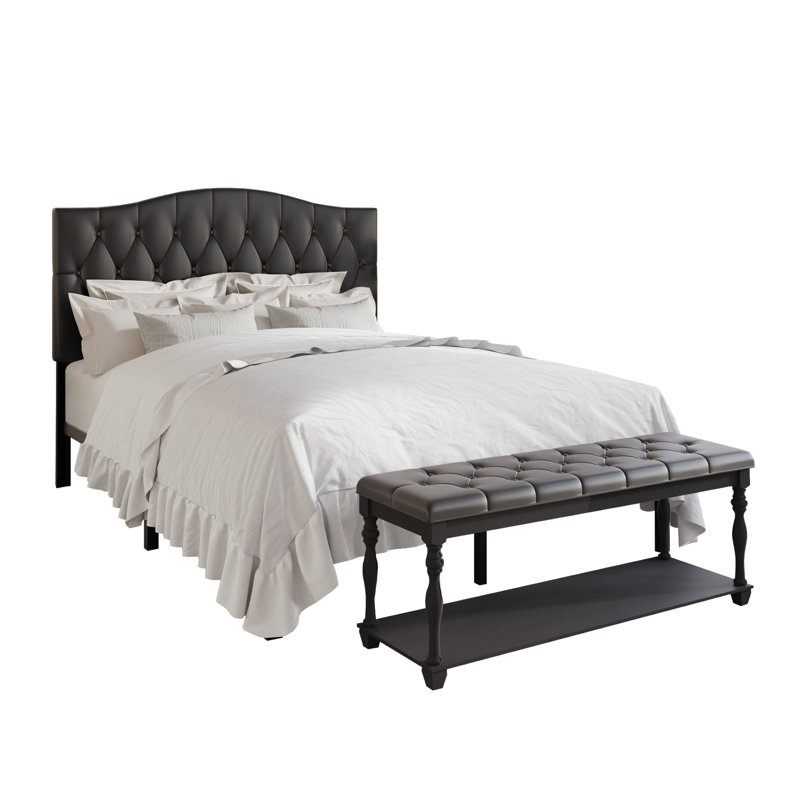 Lit recouvert recouvert de similicuir Jenese, Grand