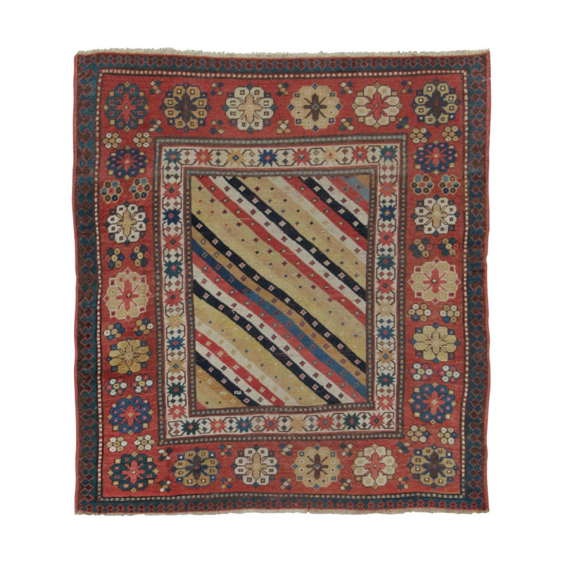 Antique One-of-a-Kind 3'8" x 4'2" Hand Knotted Area Rug