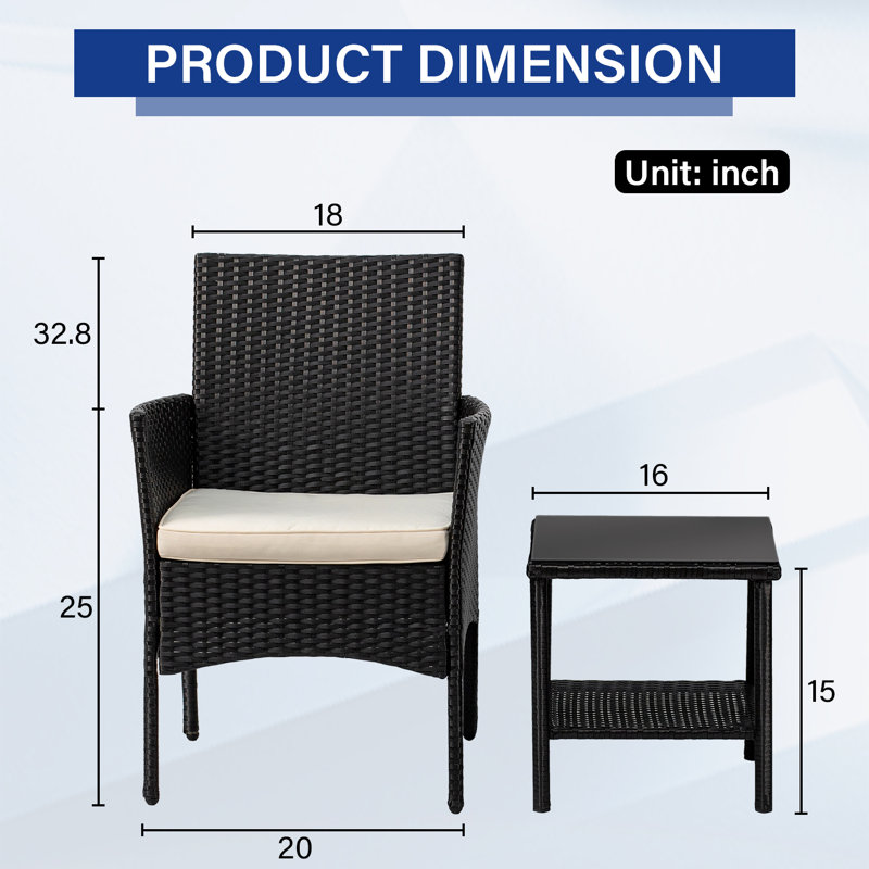 Andryshak 2 - Person Patio Conversation Set with Cushions