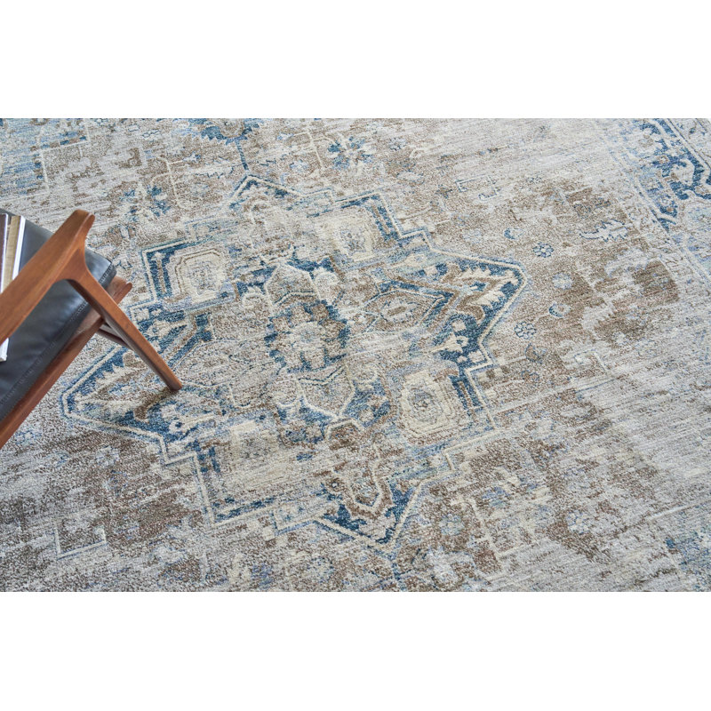 Vintage Looms Rust/Navy Polyester powerloom Area Rug, Rectangle 8' x 10'